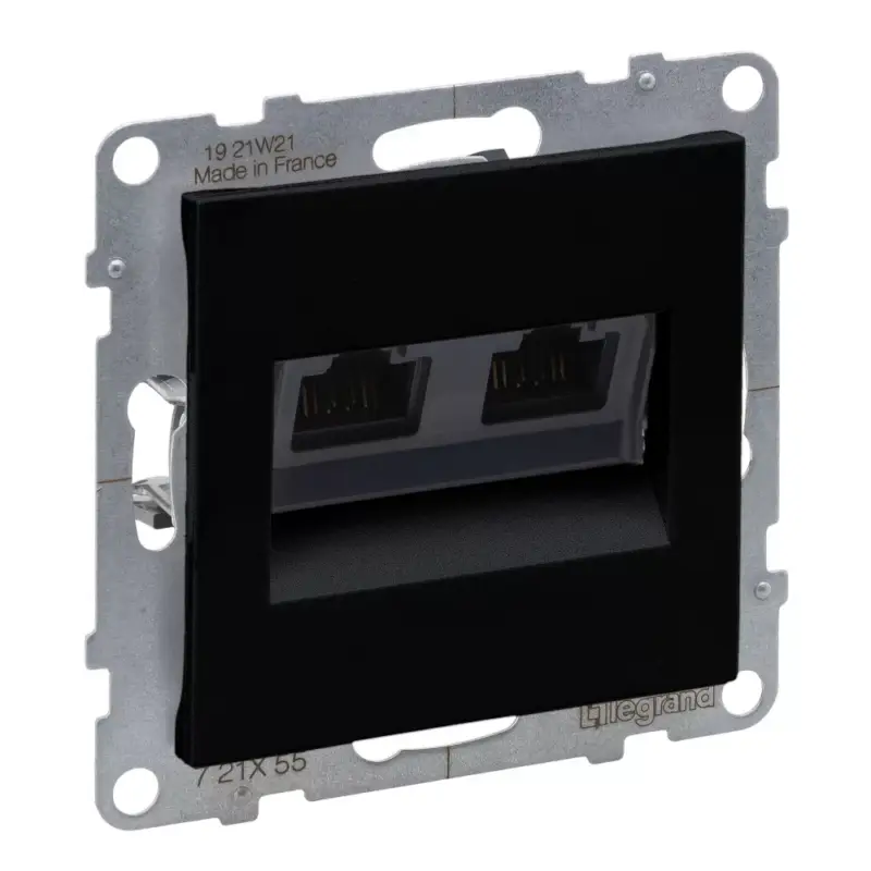 Legrand Suno 2xRJ45 Cat.6A UTP csatlakozóaljzat, fekete, Legrand 721455 Outlet