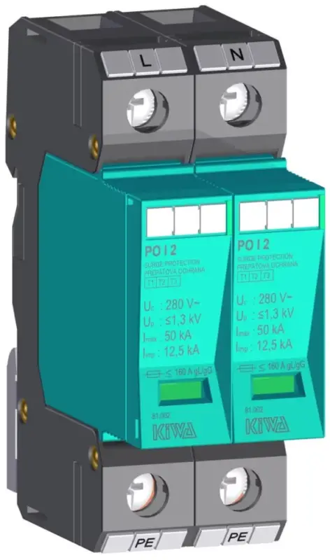KIWA PO I 2 280V túlfeszültség levezető 12,5kA T1+T2 (B+C) 81.002 Árcsökkenés