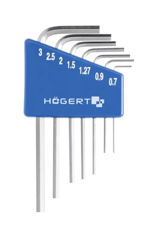 Högert Imbuszkulcs készlet. 7 db-os, hat szögletű, 0,71 mm-től 3 mm-es méretig HT1W800 Vásárlói kedvenc