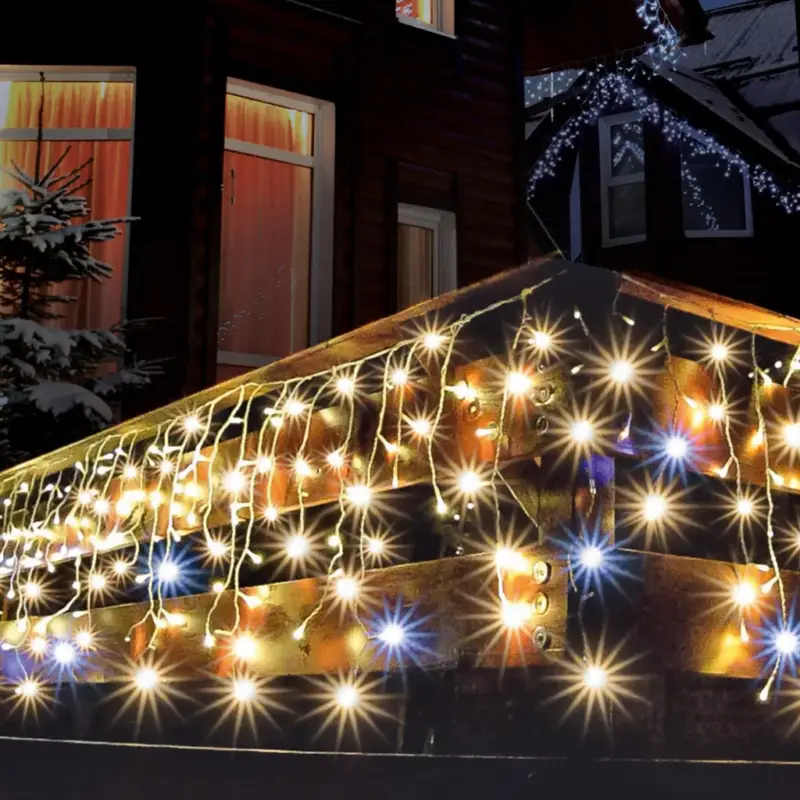 Home KAF 300L 5M LED-es sziporkázó fényfüggöny, 5 m / 300 db sziporkázó melegfehér LED, fehér vezeték, hálózati adapter, kül- és beltéri kivitel, KAF_300L_5M Legnépszerűbb