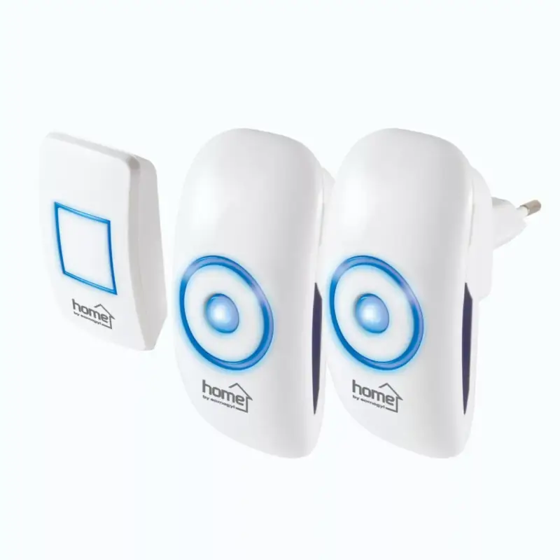 Home DBS 1501AC vezeték nélküli csengőszett, 150m hatótáv, 36 dallam, többszólamú hang, 4 fokozatú hangerő, kék LED, 230V-os tápellátás, DBS_1501AC Expressz szállítás