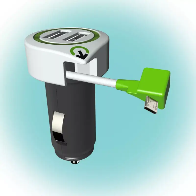 SAL 3.100110 autós USB töltő, 2 USB aljzat, 1 kihúzható micro USB csatlakozó, 3.1 A megosztott, 3_100110 Kedvezményes ár