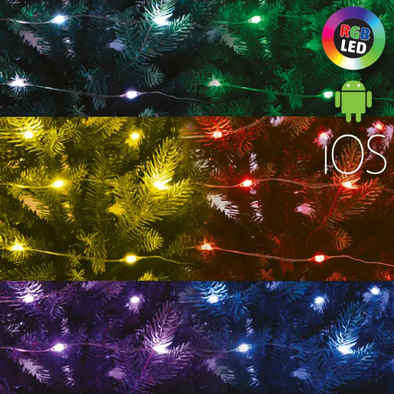 Home ML 200 RGB SMART micro LED-es fényfüzér, 20 m / 200 db RGB micro LED, applikációval vezérelhető, USB csatlakozó, beltéri kivitel, ML_200_RGB_SMART Kihagyhatatlan ajánlat