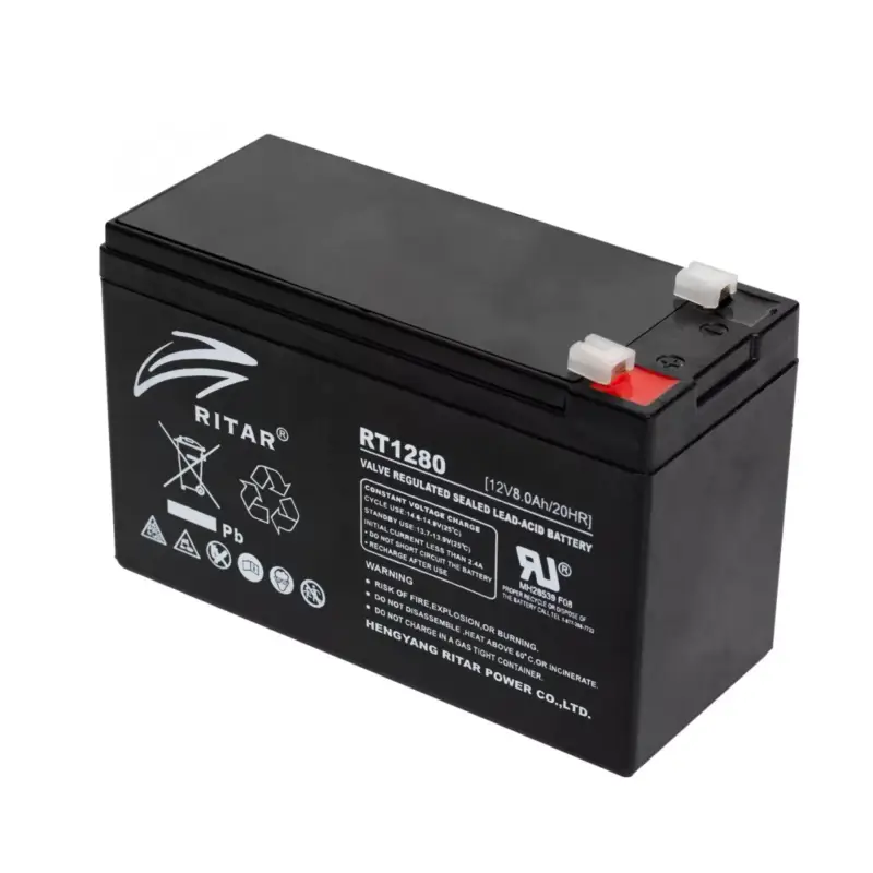 Kiárusítás Ritar RT 1280 ólomakkumulátor, 12V/8 Ah, 5 éves élettartam, zárt konstrukció,, RT_1280