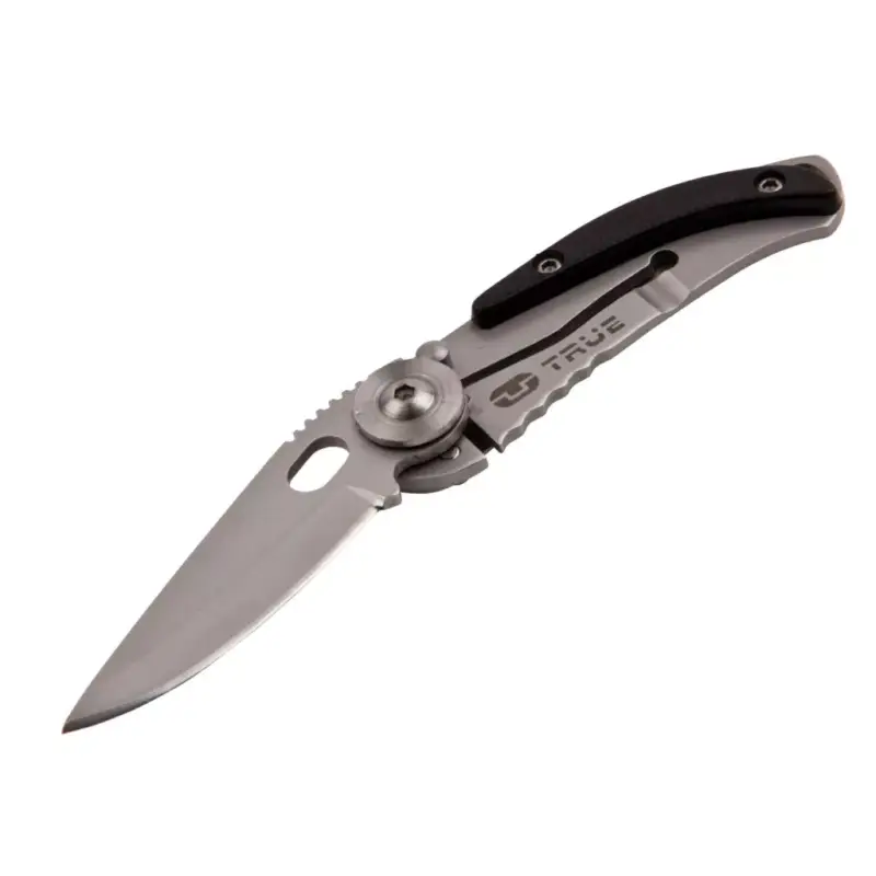True Utility Skeletonknife, TU571K, 4 cm rozsdamentes acél penge, eloxált alumínium tok, karabíner rögzítési pont, jobb és balkezes, TU571K Prémium