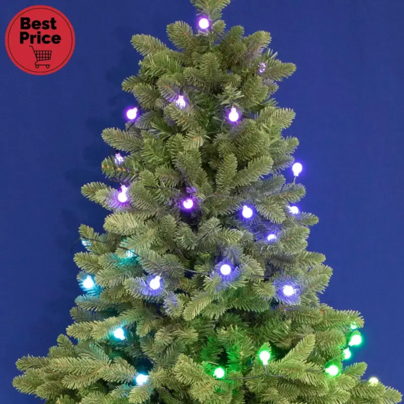 Bestseller iSparkle LEDS120DV LED-es fényfüzér, 11,9 m / 120 db RGB LED, gömb, applikációval vezérelhető, smart, kül- és beltéri kivitel, LEDS120DV