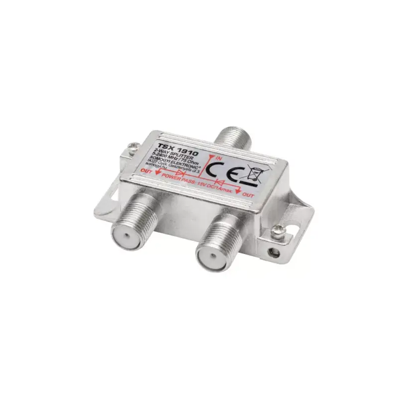 Expressz szállítás Home TSX 1910 F elosztó, HQ minőség, 75 Ohm, IP44, cink-ötvözet konstrukció, 5-2400 MHz, 2 utas, 1 bemenet, 2 kimenet, TSX_1910