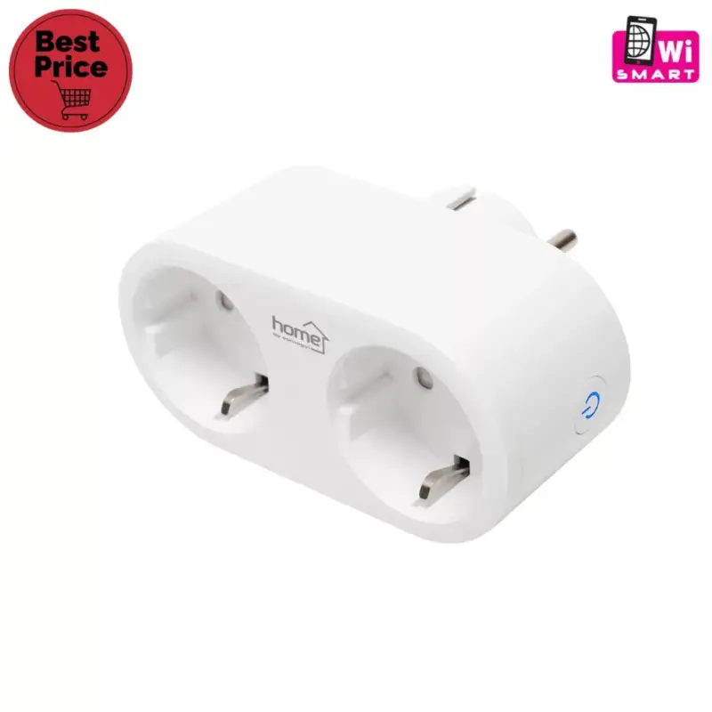 Outlet Home NVS 32 PRO SMART elosztó, SMART LIFE alkalmazással távolról vezérelhető, 2 db földelt aljzat gyermekvédelemmel, Wi-Fi 2,4 GHz 802.11 b/g/n, NVS_32_PRO