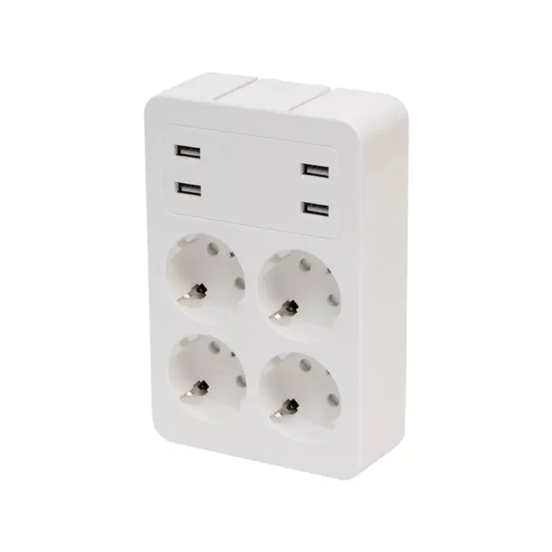 Home NV 4 USB tálcás USB-s elosztó, 4 földelt aljzat, 4 USB aljzat, elforgatható csatlakozódugó, max.3680W, Árcsökkenés