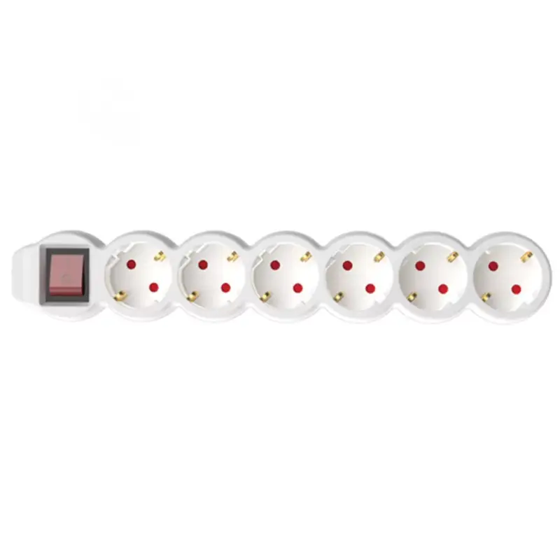Home NV 6K-3/WH/1,5 hálózati elosztó, 3 m, H05VV-F 3G1,5 mm2 kábel, kétpólusú kapcsoló, IP20 kivitel, 6 védőérintkezős aljzat, max. 3500W, fehér Vásárlói kedvenc