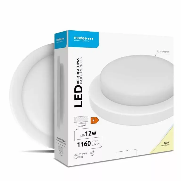Bestseller Modee LED Bulkhead Kerek 12W 4000K (D151x38mm) IP65 (1160 lumen) fehér ERP