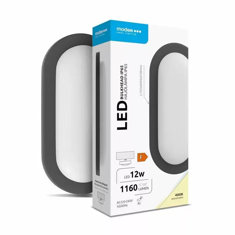 Modee LED Bulkhead Ovál 12W 4000K (195x94x38mm) IP65 (1160 lumen) fekete ERP Nézd meg most