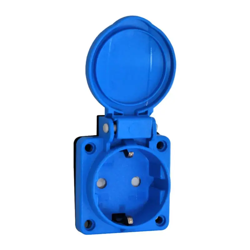 TP Electric Beépíthető műanyag dugalj csapfedeles kék 16A, gyermekvédelemmel (IP54) csavaros bekötéssel 3101-332-0900 Bestseller