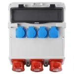 Olcsó TP Electric Szerelt ipari doboz 300x340, IP44, 4 x(1x16A)+3x(5x16A), 14 modulos 3600-400-0503