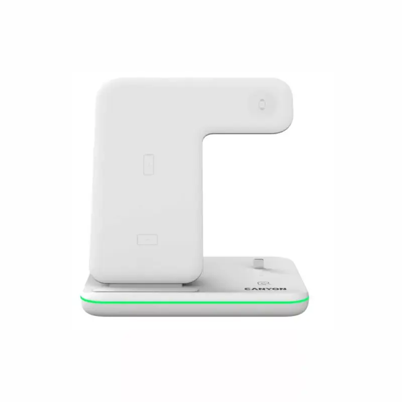 Biztonságos vásárlás CANYON CNS-WCS302W 3in1 vezeték nélküli töltő, Qi szabvány, micro USB / lightning töltőport, fehér