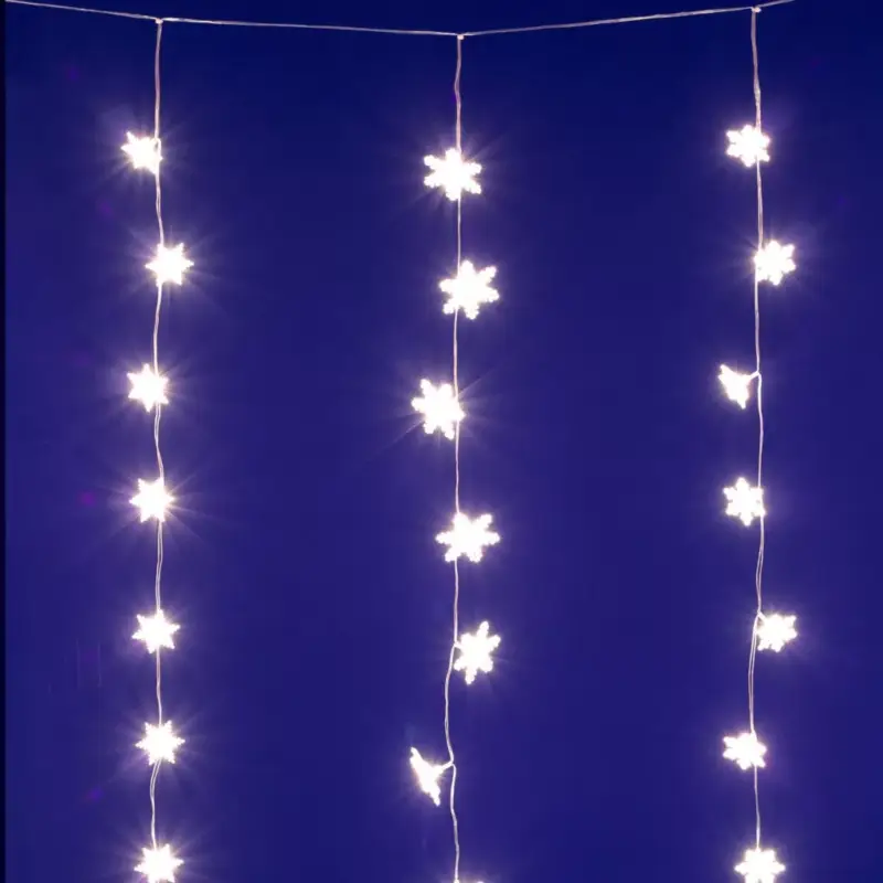 HOME KAF50WW LED-es hópehely fényfüggöny, 1,35 m, 50 db melegfehér LED, hálózati tápellátás, beltéri kivitel Különleges ajánlat