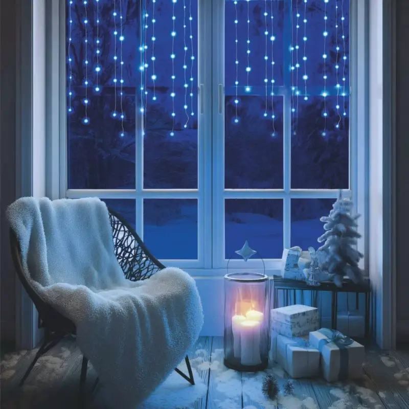HOME KAF50DLEDWH DOT LED-es fényfüggöny, 50db hidegfehér DOT LED, 81cm, állófényű, adapteres tápellátás, beltéri kivitel Vásárlói kedvenc