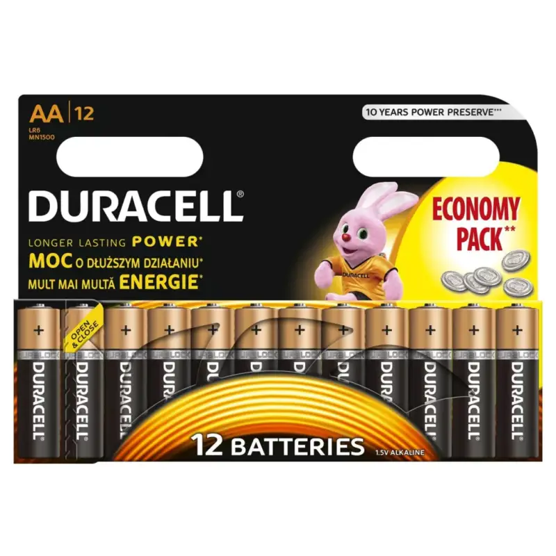 Duracell LR6 10PP100002 AA alkáli elem, 1,5 V feszültség, 12db/bliszter Akció