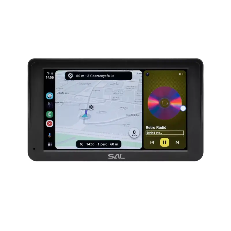SAL CARPLAY7 autós multimédia központ, 7” IPS LCD érintőképernyő, CarPlay, Android Auto, USB, microSD, Bluetooth, WiFi, beépített hangszóró Végkiárusítás