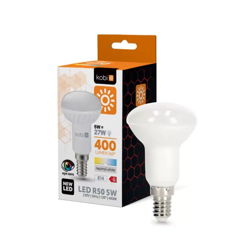 E14 LED-fényforrás, 5 W, Természetes fehér NW 4000K 400lm, KOBI-001353 KOBI Szuper akció