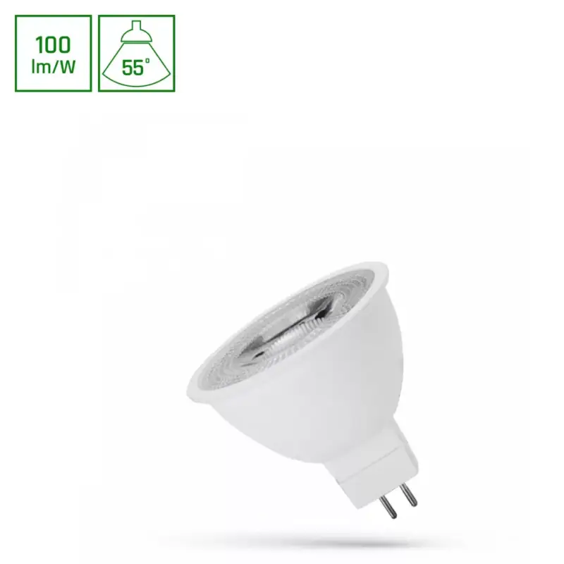 GU5,3 LED-fényforrás 12 V, 4 W, Hideg fehér CW 6000K 400lm, WOJ14097_55ST SpectrumLED Gyors kiszállítás