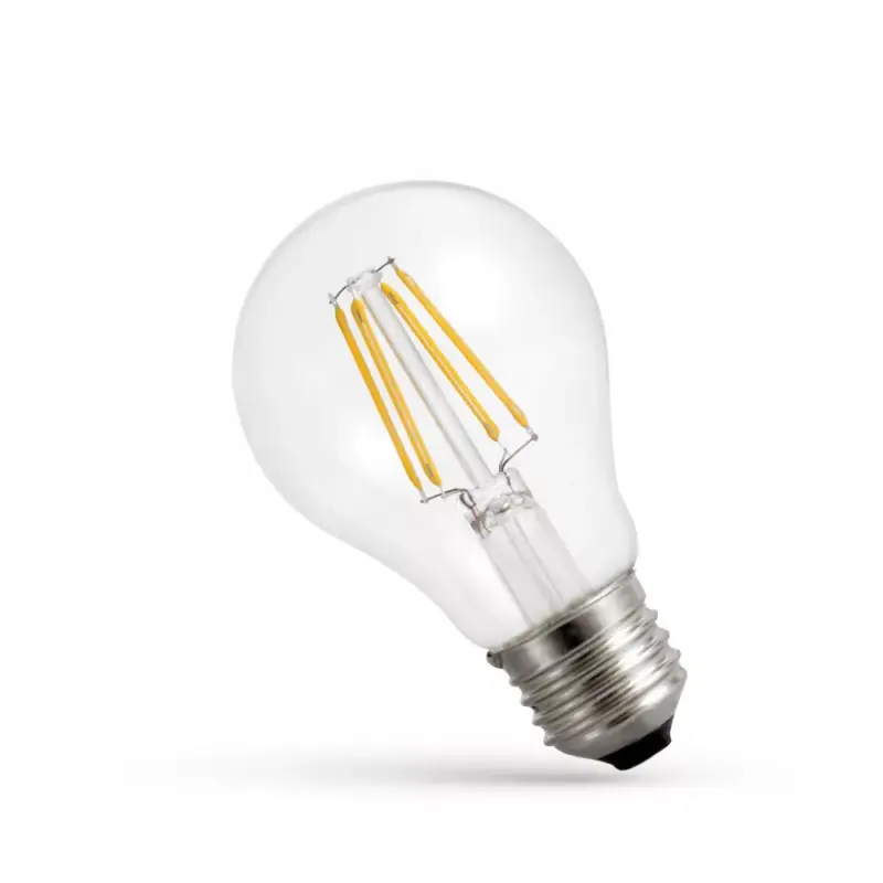 Szuper akció E27 LED-fényforrás, 5,5 W, filament, szabályozható, Meleg fehér WW 2700K 710lm, WOJ14644 SpectrumLED