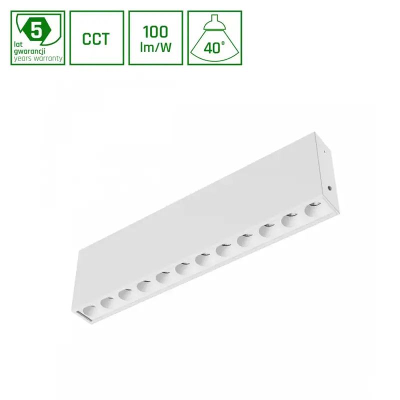 Expressz szállítás GRID S Lineáris lámpa, 12W, 40°, IP20, Szabályozható színhőmérséklet, fehér, 5 év garancia WLD20013_CCT SpectrumLED