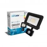 Rendeld meg most DRAGO mozgásérzékelős LED-reflektor, 90°, IP44, 30 W, Természetes fehér, fekete LAB-17-0000-12 LED Labs