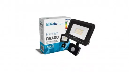 Rendeld meg most DRAGO mozgásérzékelős LED-reflektor, 90°, IP44, 30 W, Természetes fehér, fekete LAB-17-0000-12 LED Labs