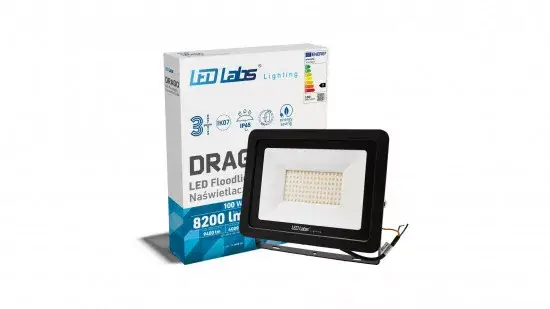 DRAGO LED-reflektor, 90°, IP65, 100 W, Természetes fehér, fekete LAB-17-0000-05 LED Labs Biztonságos fizetés
