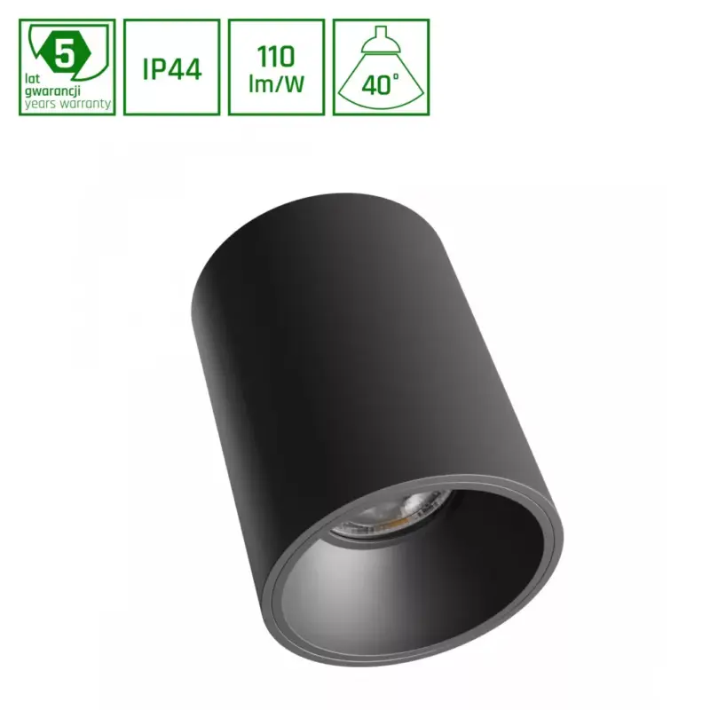 Kedvezmény ORBITO SURFACE 10W WW 230V 40DEG IP44 UGR<19 RA90 FI75X100MM BLACK ROUND 5Y SLI043037WW_PW SpectrumLED