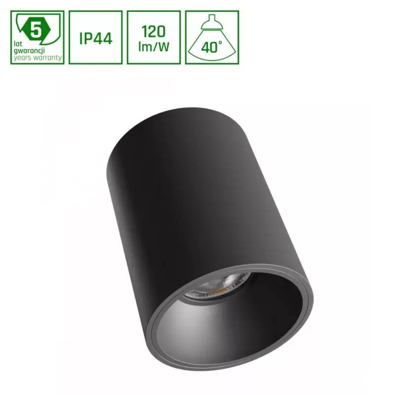ORBITO SURFACE 10W NW 230V 40DEG IP44 UGR<19 RA90 FI75X100MM BLACK ROUND 5Y SLI043037NW_PW SpectrumLED Különleges ajánlat