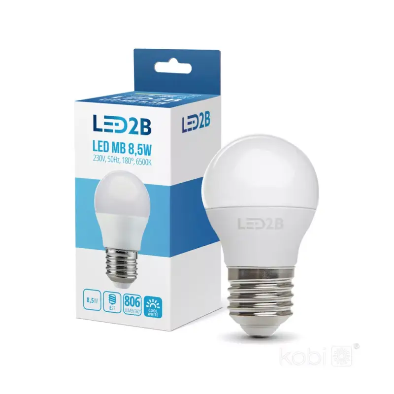 E27 LED-fényforrás, 9 W, Hideg fehér CW 6500K 806lm, KOBI-001294 KOBI Gyors szállítás