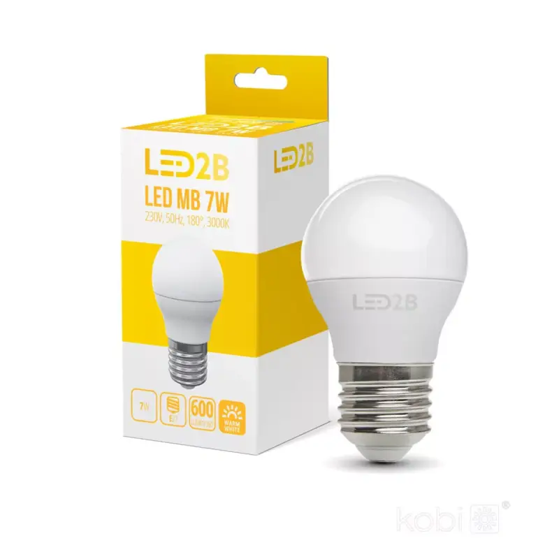 E27 LED-fényforrás, 7 W, Meleg fehér WW 3000K 600lm, KOBI-001289 KOBI Árcsökkenés