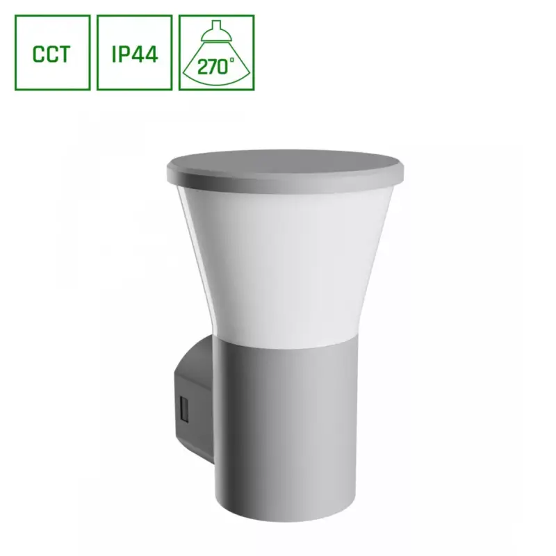 STELLA ROUND WALL GU10 6W CCT 230V 270DEG IP44 IK08 155X160X230MM GRAY ROUND FACADE LAMP SLI003060CCT_PW SpectrumLED Vásárlói kedvenc