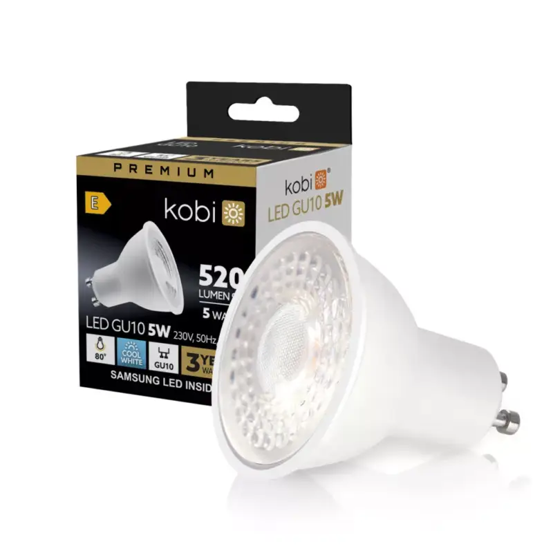 Ne maradj le GU10 LED-fényforrás, 5 W, Hideg fehér CW 6500K 450lm, KOBI-001221 KOBI