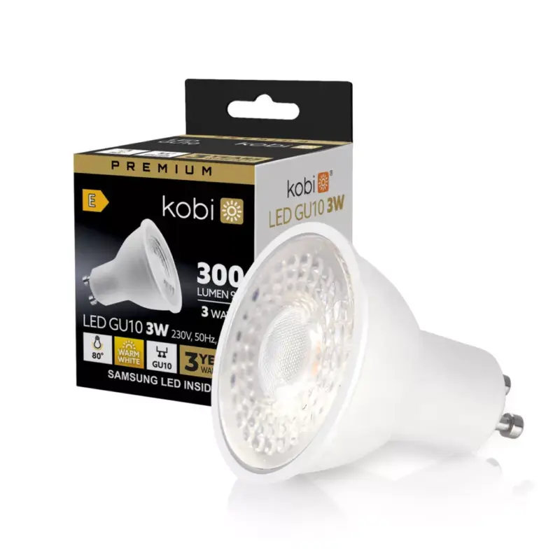 Kedvezmény GU10 LED-fényforrás, 3 W, Meleg fehér WW 3000K 300lm, KOBI-001205 SpectrumLED