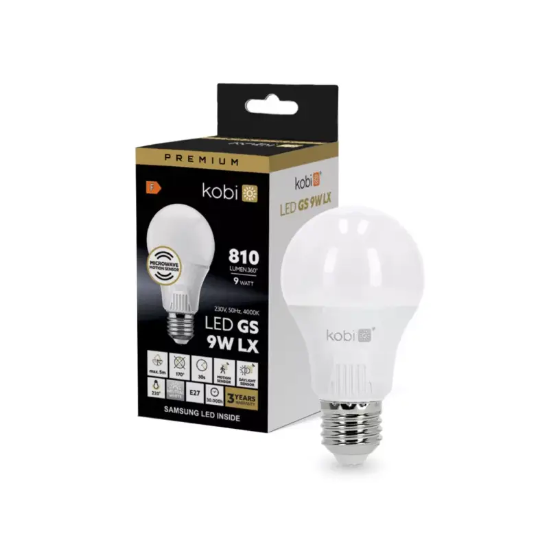 Árcsökkenés E27 LED-fényforrás, 9 W, Természetes fehér NW 4000K 810lm, KOBI-001197 KOBI