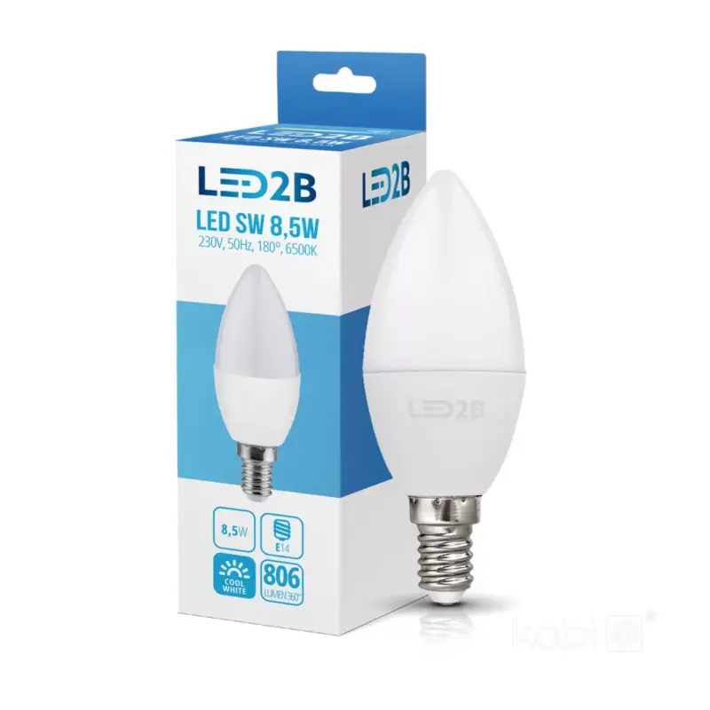 E14 LED-fényforrás, 9 W, Hideg fehér CW 6500K 806lm, KOBI-001300 KOBI Outlet