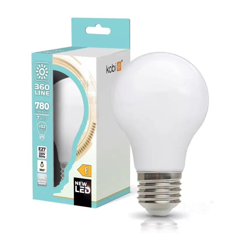 E27 LED-fényforrás, 7 W, filament, Természetes fehér NW 4000K 780lm, KOBI-004083 KOBI Legjobb ár