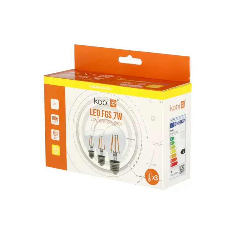 Akciós ár E27 LED-fényforrás, 7 W, filament, Meleg fehér WW K 806lm, KOBI-001142 KOBI