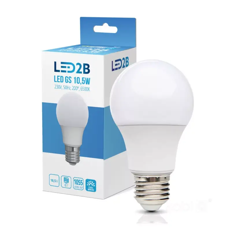 Olcsó E27 LED-fényforrás, 10 W, Hideg fehér CW 6500K 1055lm, KOBI-001256 KOBI