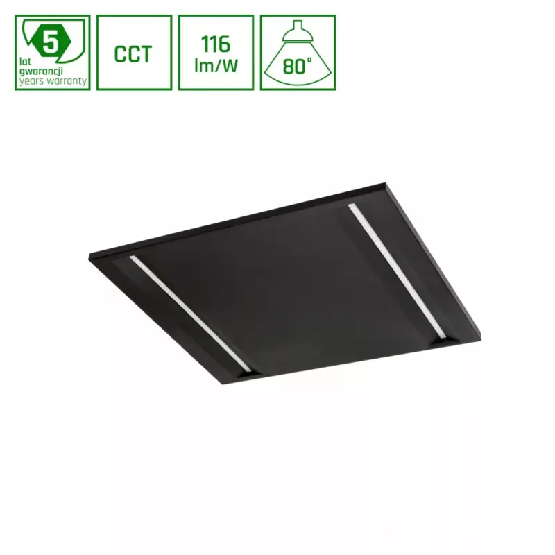 Vedd meg online ALGINE LINE LED-panel, 40 W, IP20, UGR<19, 600x600 mm, Szabályozható színhőmérséklet, 5 év garancia SLI035050CCT_BLACK_PW SpectrumLED