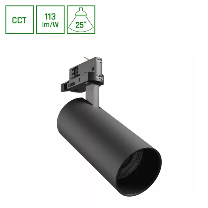 Népszerű ANDROMEDA háromfázisú sínes lámpa, 24W, 25°, CRI 80, Szabályozható színhőmérséklet, Fekete SLI033036CCT_PW SpectrumLED