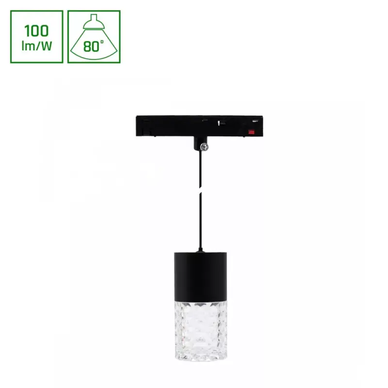 Szezonális akció SYSTEM SHIFT BASIC - HANGIT CRYDEGAL LUMINAIRE SUSPENDED 55X110MM (1100MM WIRE) 7W 4000K BLACK WLD70034NW SpectrumLED