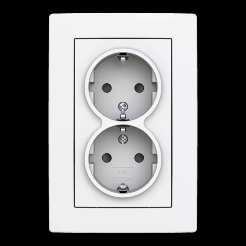 ABB Dupla dugalj SCHUKO/földelt gyermekvédett,Zoni, fehér matt 5522T-C03458 240, 2CHT223458C4240 Kedvezmény